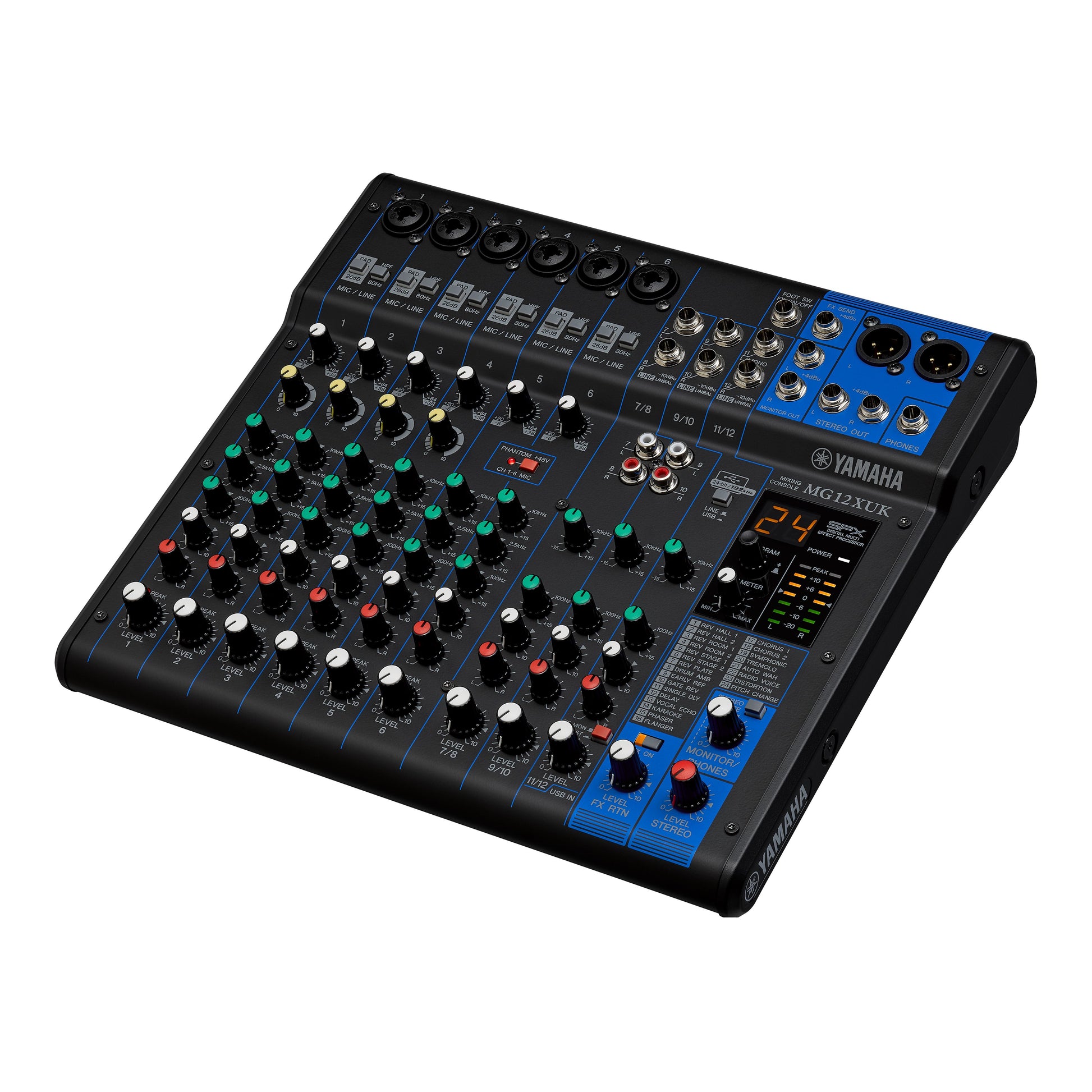 Yamaha MG12XUK – 6-Kanal Mischpult, USB-Audio, Effekt-Sektion, Schwarz
