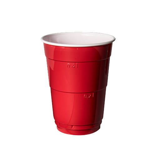 Papstar Bierbecher PS, 4 dl, Ø 9,5 cm – rot/weiss – 10 Stk.