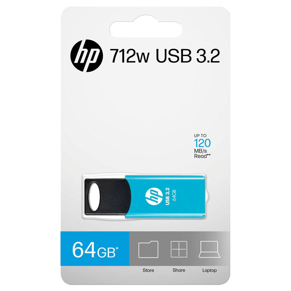 HP 712w – 64 GB USB-Stick, USB 3,2 Gen 1, 120 MB/s, Blau
