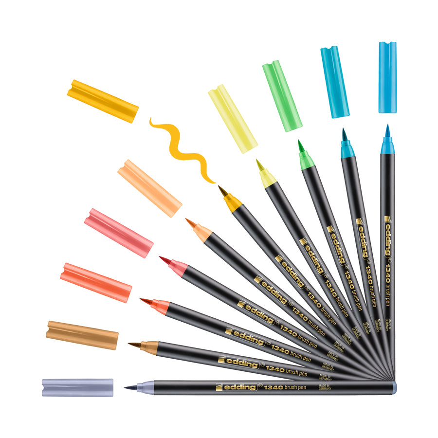 Edding 1340 Brush Pen – Pinselspitze, 1–3 mm, 10 Farben