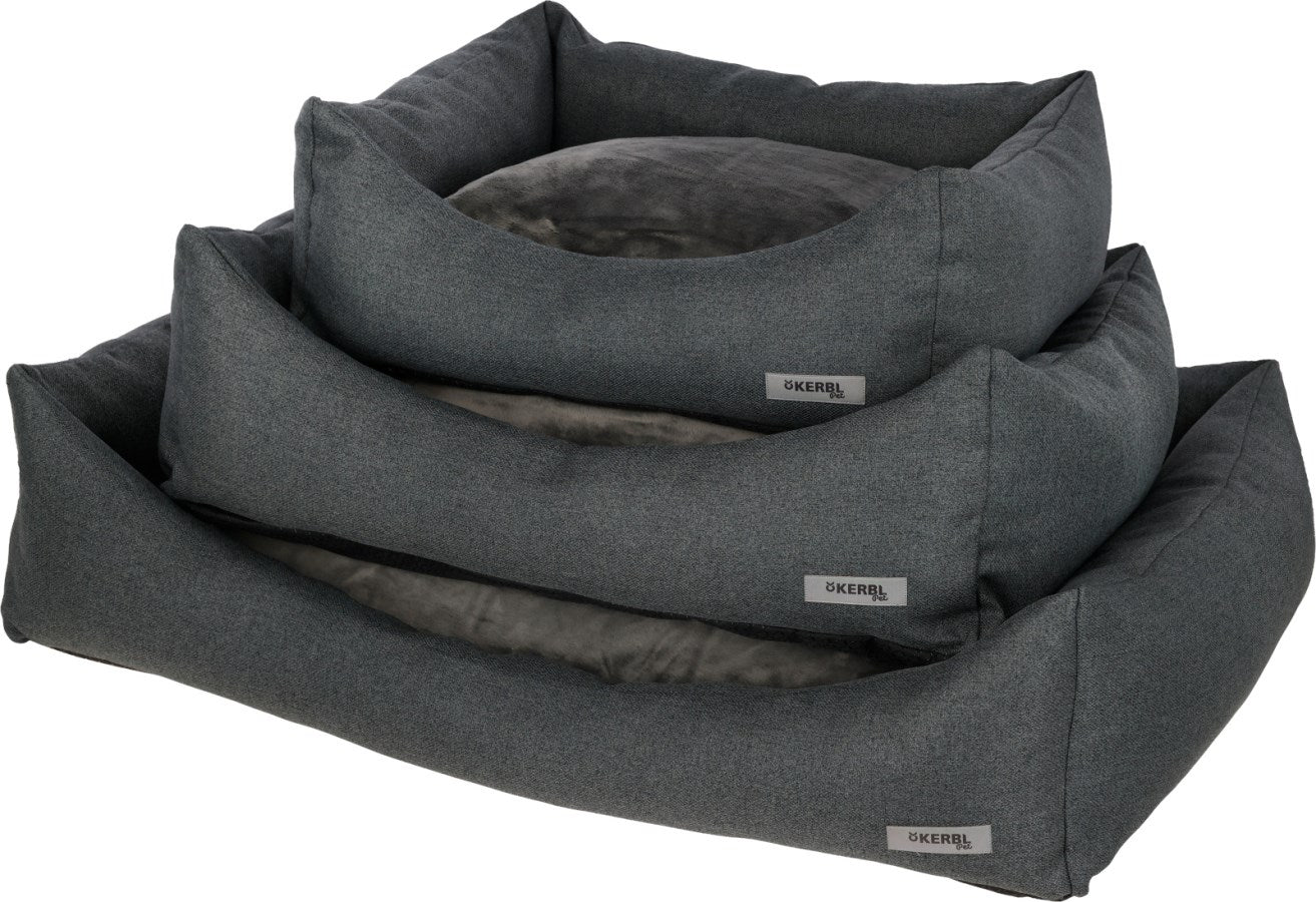 Kerbl Platin Ortho Hundebett – 75 × 110 × 27 cm, Schaumstoff, Polyester-Bezug, abnehmbarer Bezug, Grau