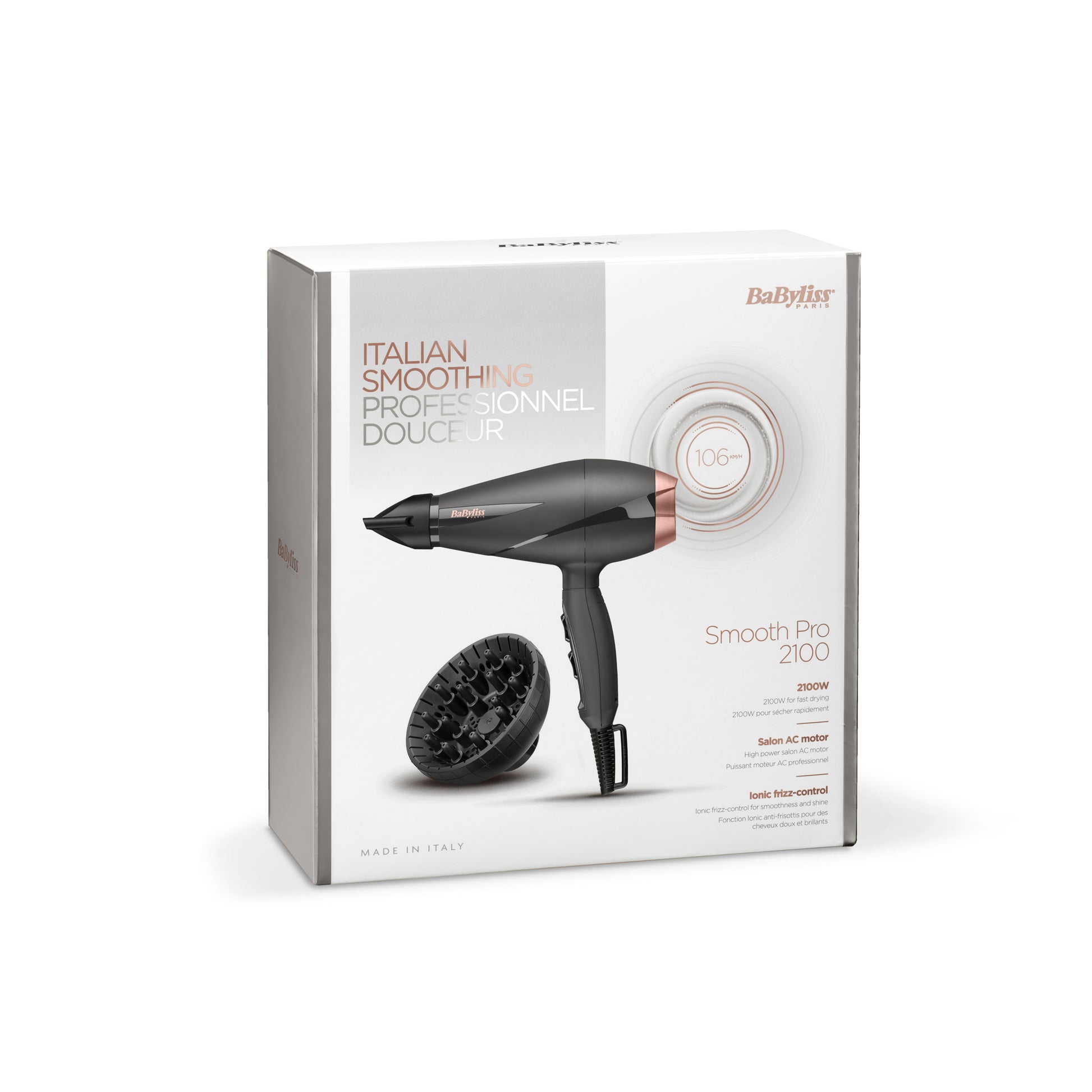 BaByliss Haartrockner Smooth Pro 2100 – 2100 W, AC-Motor, Ionenfunktion, Cool Shot – Schwarz