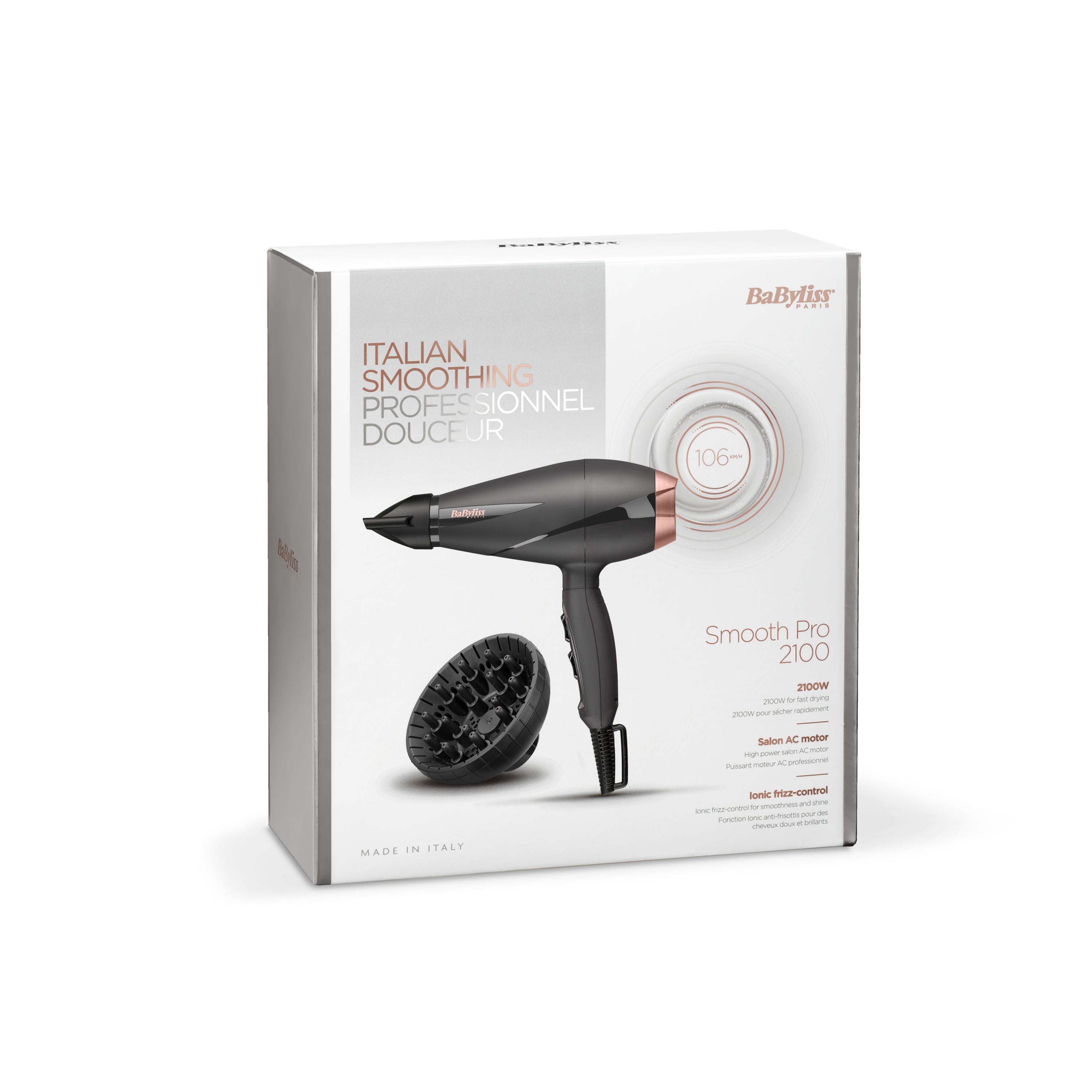 BaByliss Haartrockner Smooth Pro 2100 – 2100 W, AC-Motor, Ionenfunktion, Cool Shot – Schwarz