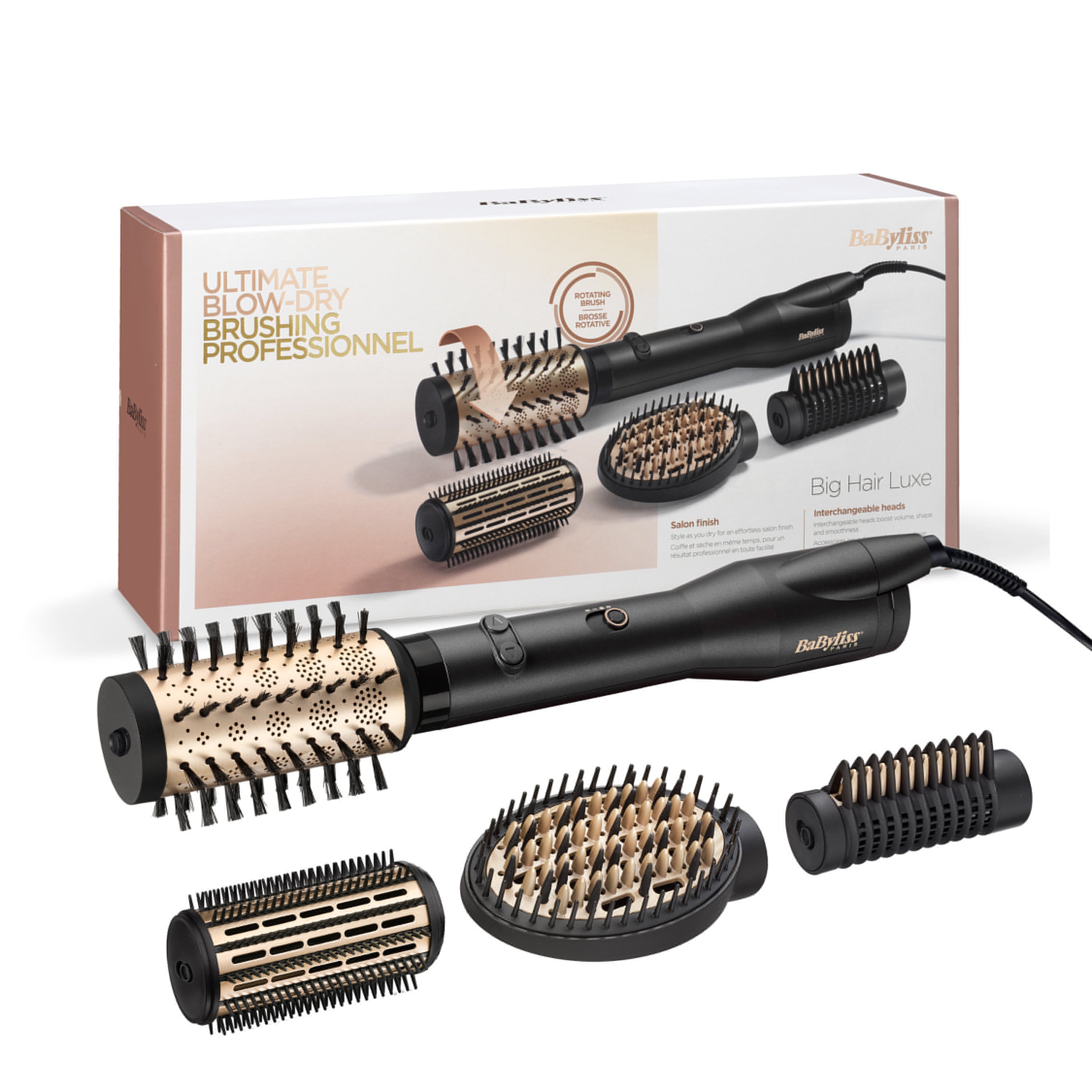 BaByliss Big Hair Luxe Haar-Styling-Set – rotierende Bürste, Ionen – schwarz