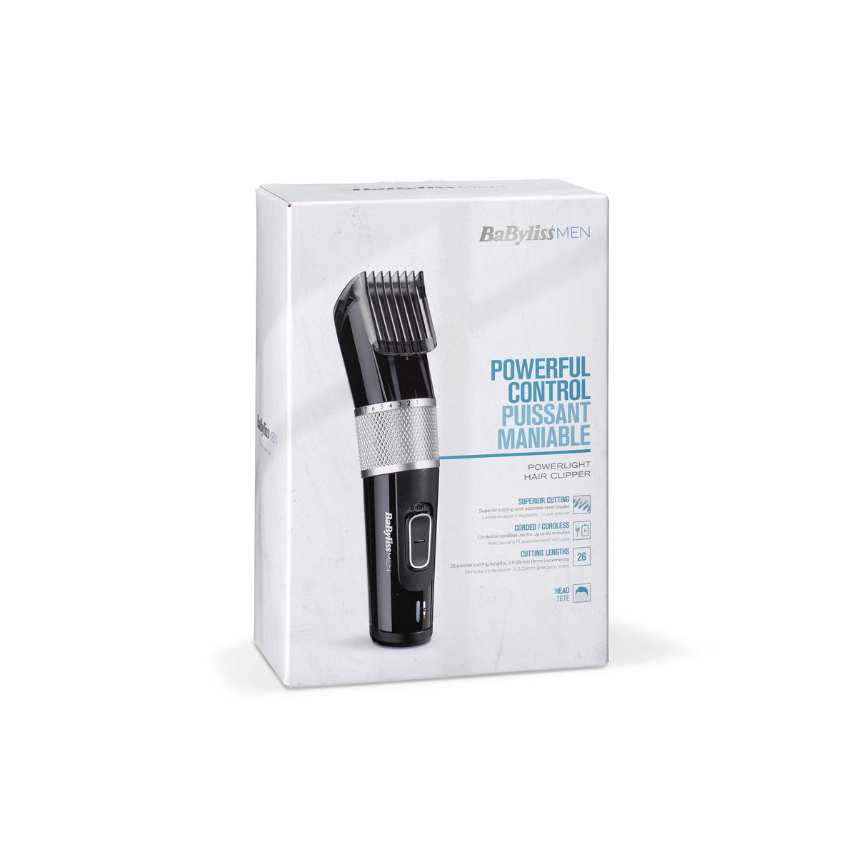BaByliss Haarschneider Power Light E973E – 60 min Akku, drahtlos – 0,5–25 mm – Schwarz, Silber