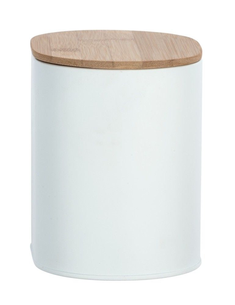 WENKO Aufbewahrungsbox Gara – 14,5×10,5×13,5 cm, Bambus/Stahl, mit Deckel, Weiss/Braun
