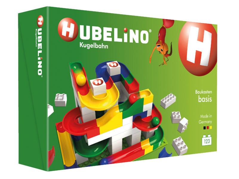 Hubelino Baukasten Basis Kugelbahn – 123-teilig – 43,5 × 11,0 × 28,5 cm – ab 4 J. – ABS – mehrfarbig
