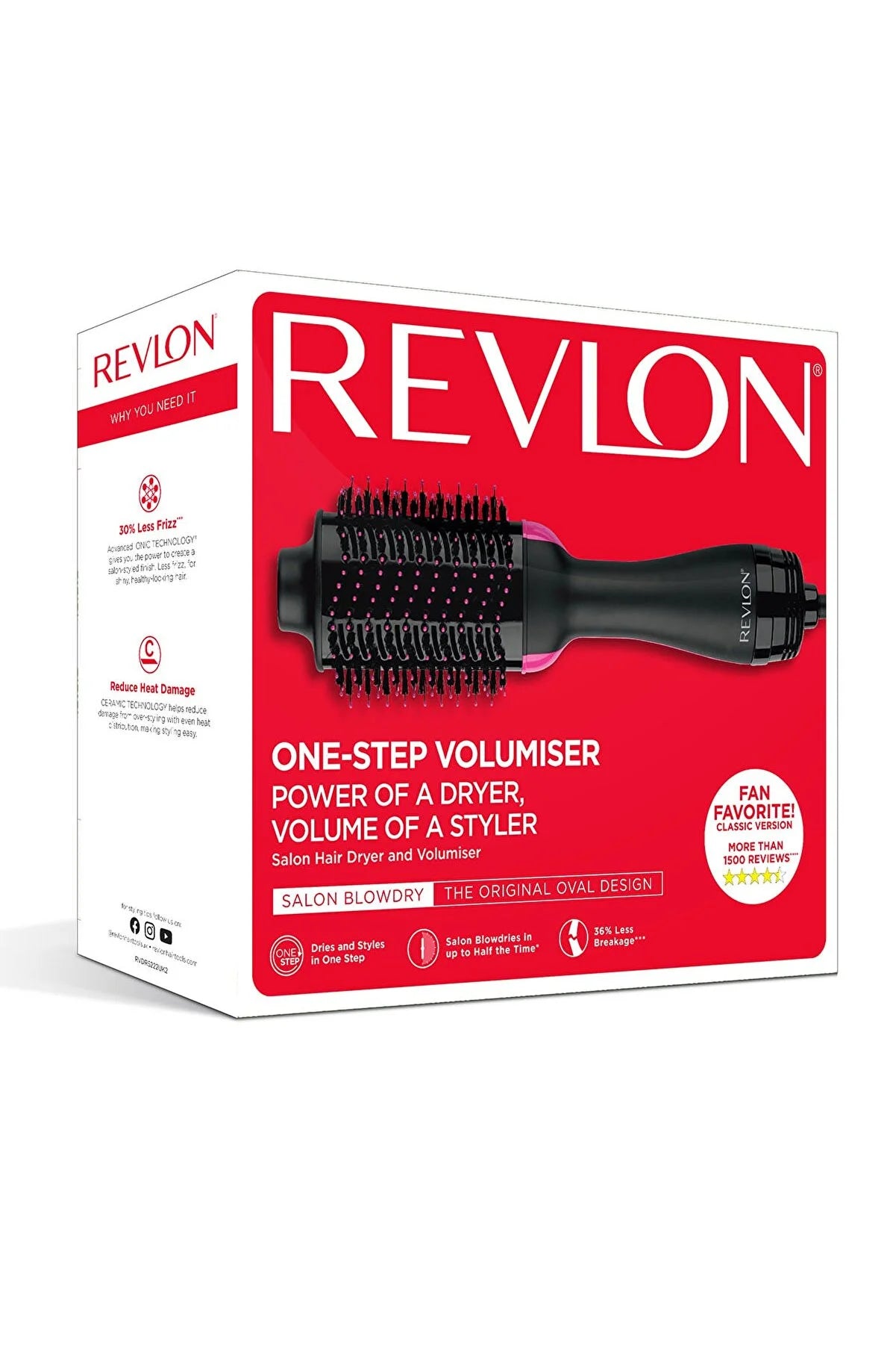 Revlon Haartrockner One-Step – Ionenfunktion, Keramik, Cool-Shot-Funktion – Schwarz/Pink