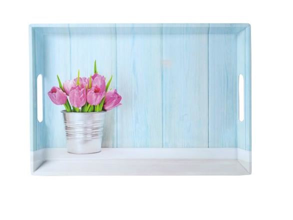 Kesper Serviertablett Tulpen – 50 × 35 × 4,5 cm, Melamin, Mehrfarbig, spülmaschinenfest