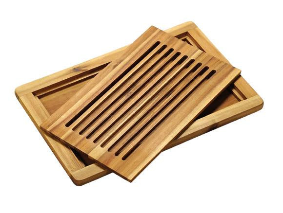 Kesper Schneidebrett 32 × 47,5 × 2 cm, Akazienholz, mit Saftrille, Braun