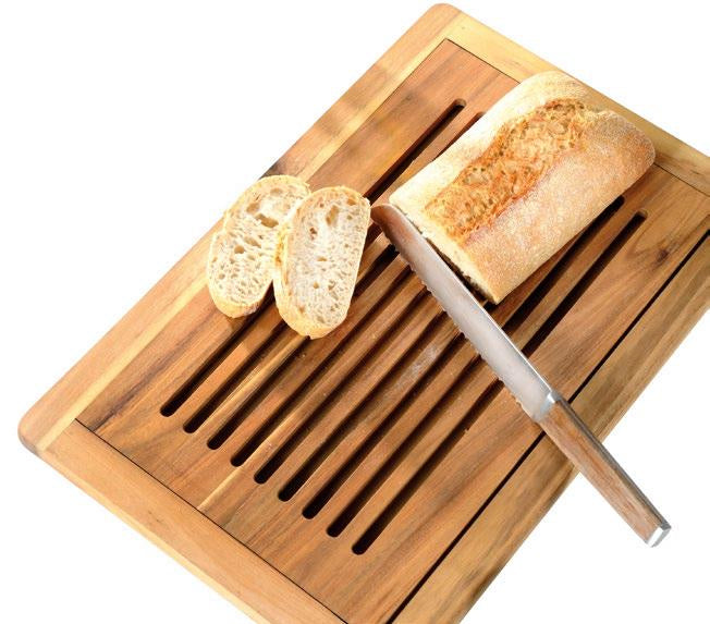 Kesper Schneidebrett 32 × 47,5 × 2 cm, Akazienholz, mit Saftrille, Braun