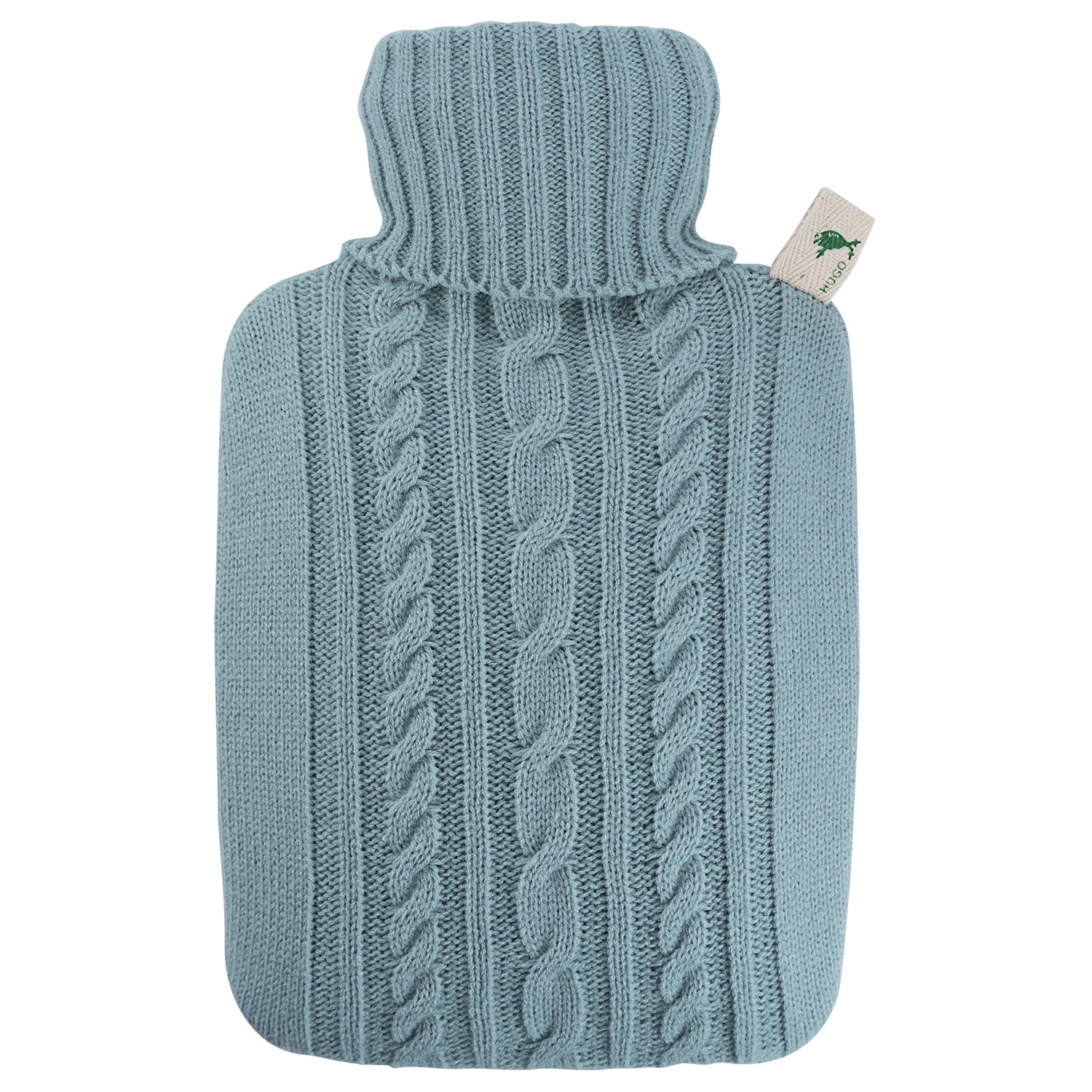 Hugo Frosch Wärmflasche mit Strickbezug – 1,8 l – Hellblau – PVC