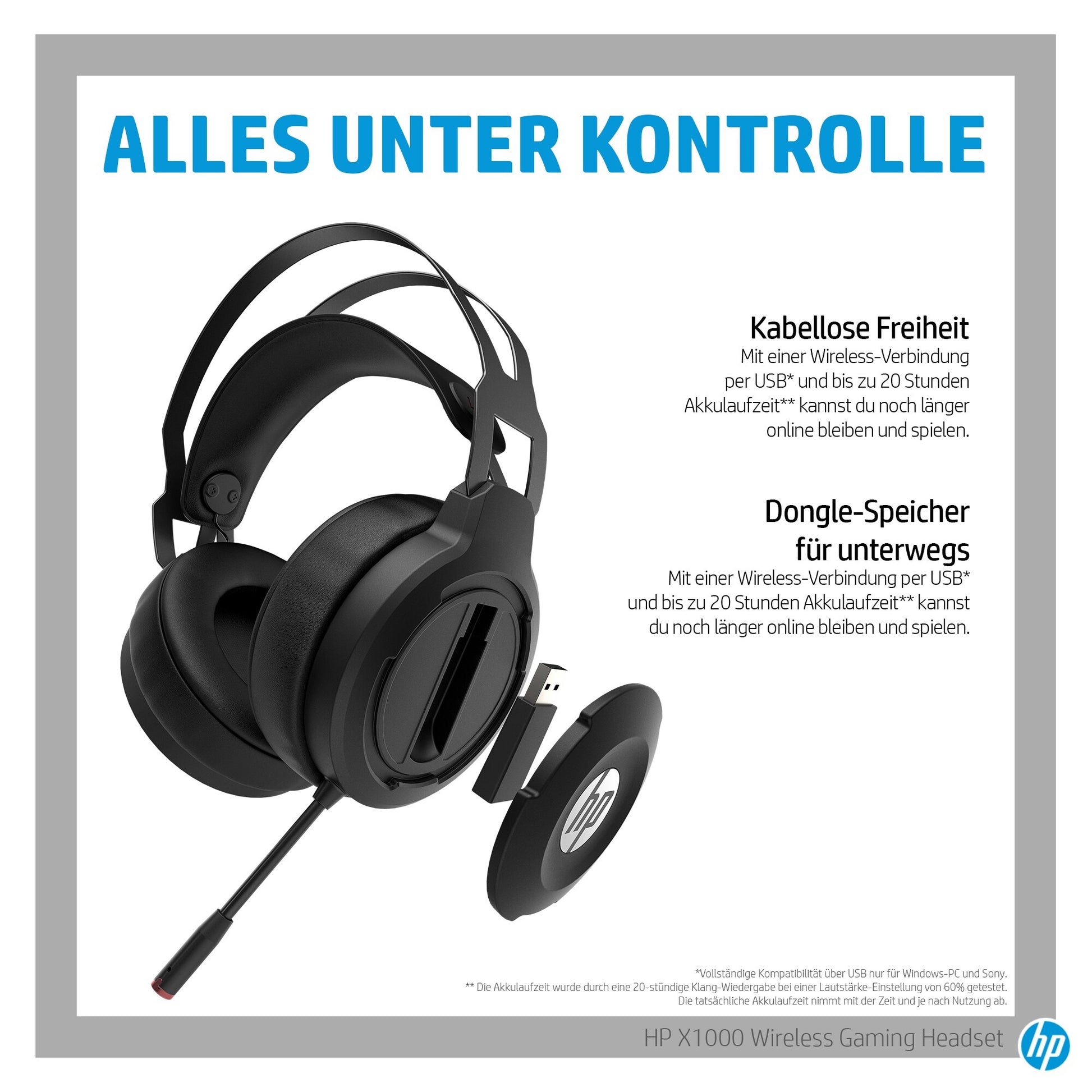 HP Sombra X1000 Gaming-Headset – Over-Ear, Schwarz