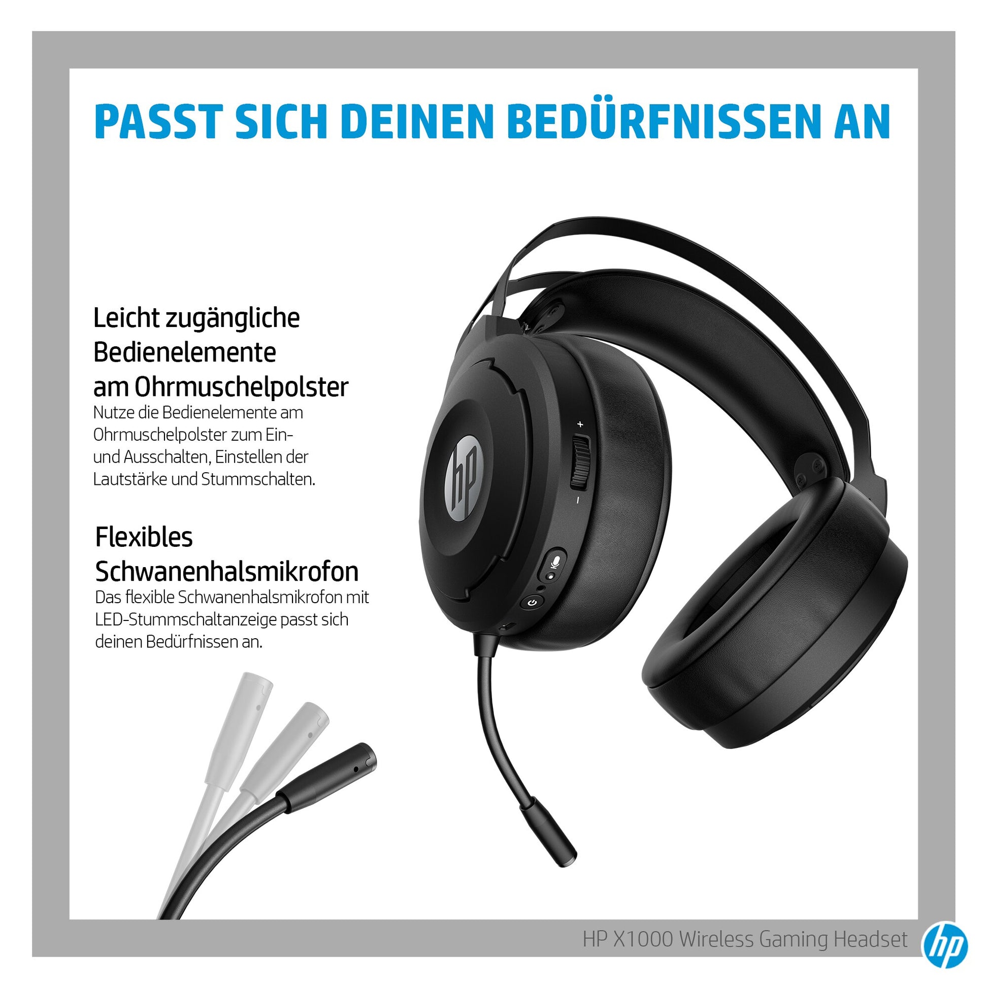 HP Pavilion Gaming X1000 Gaming-Headset – Over-Ear, BT, Schwarz