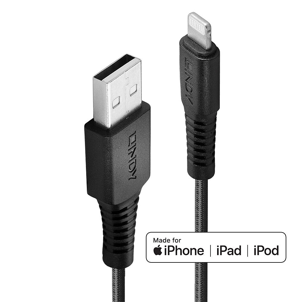 Lindy USB-Kabel Lightning auf USB-A – 3 m – Schwarz
