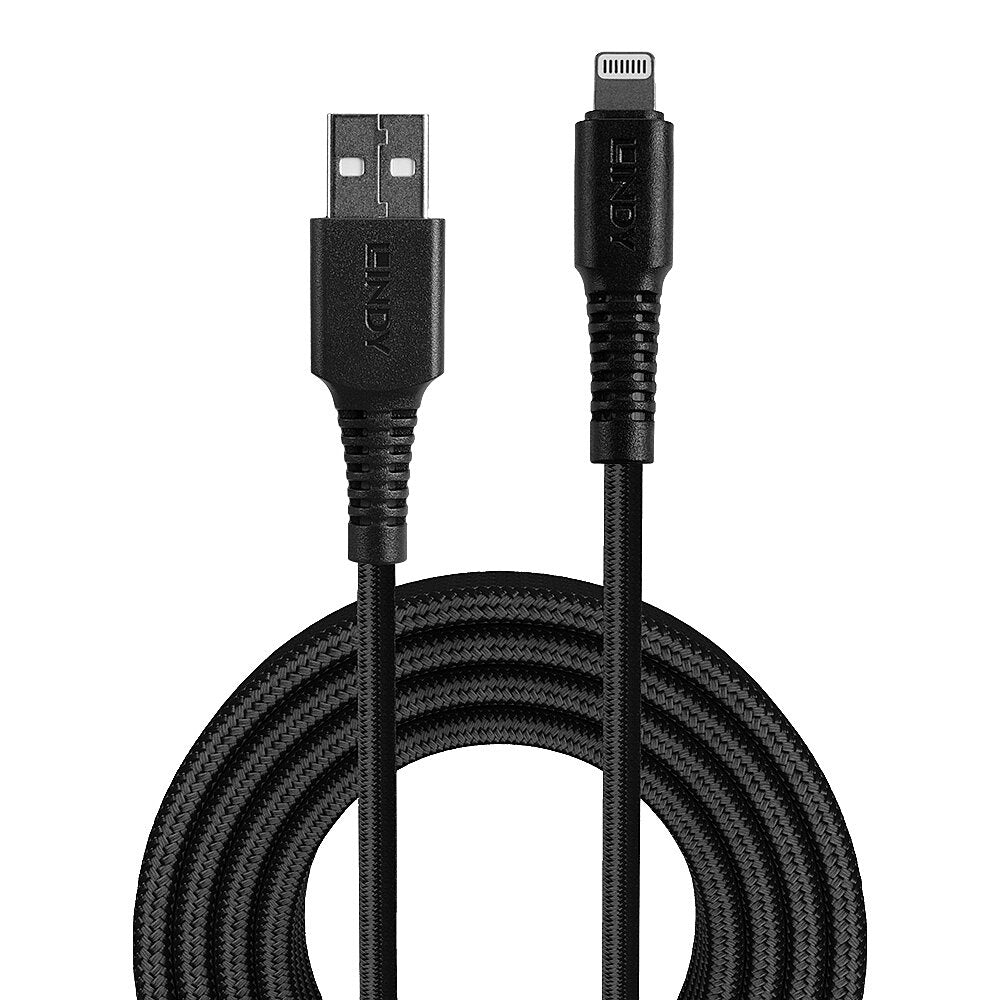 Lindy Kabel – USB‑A auf Lightning 2 m, Schwarz – für iPhone/iPad