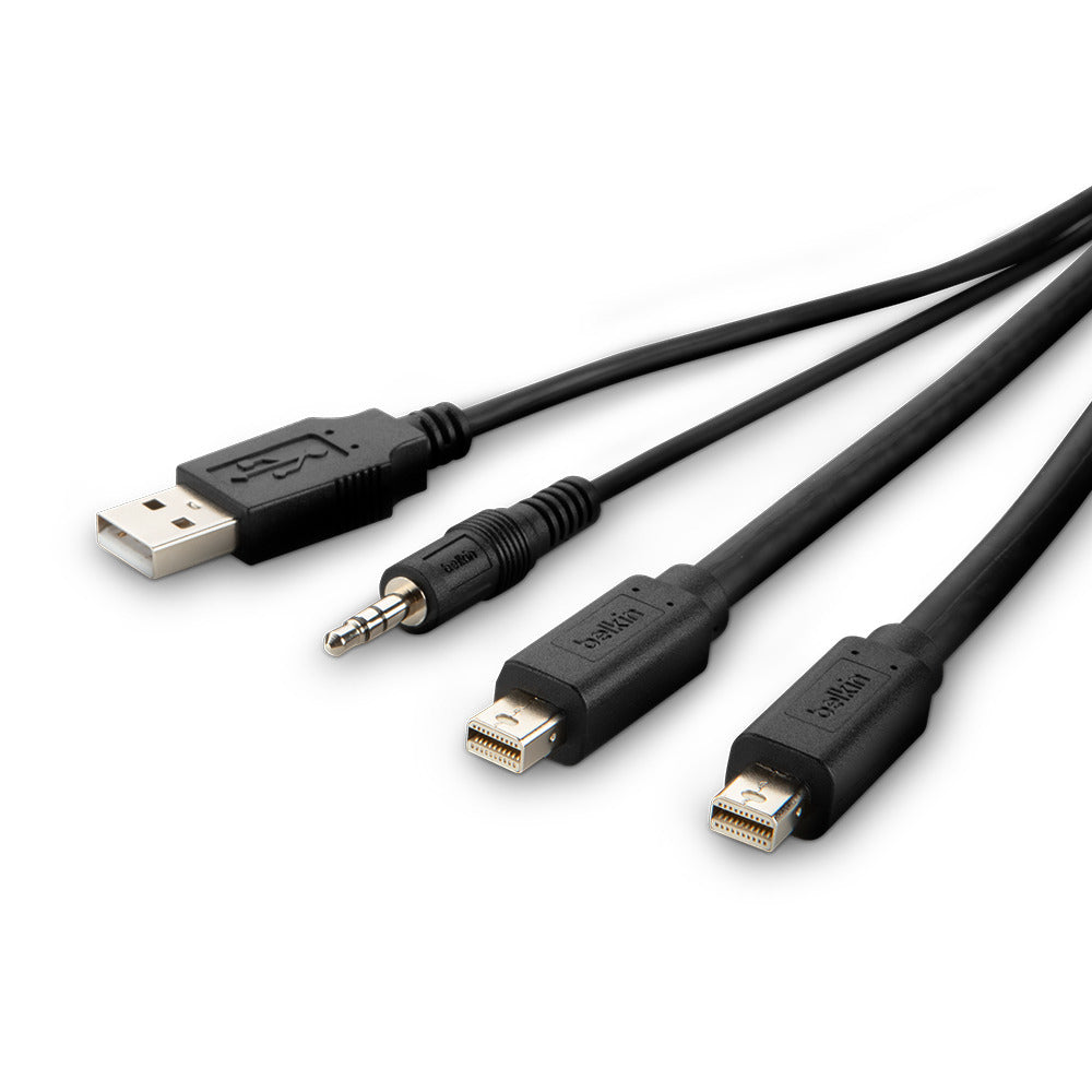 Belkin Dual MDP zu DP/USB/Audio-Kabel, USB A/B – 10"
