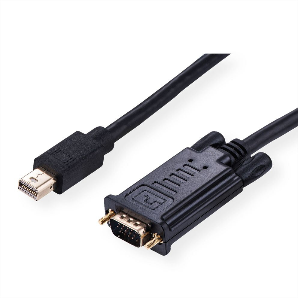 VALUE Mini DisplayPort auf VGA Kabel 1080p 60 Hz – 2 m – verriegelbar – für Geräte mit Mini DisplayPort