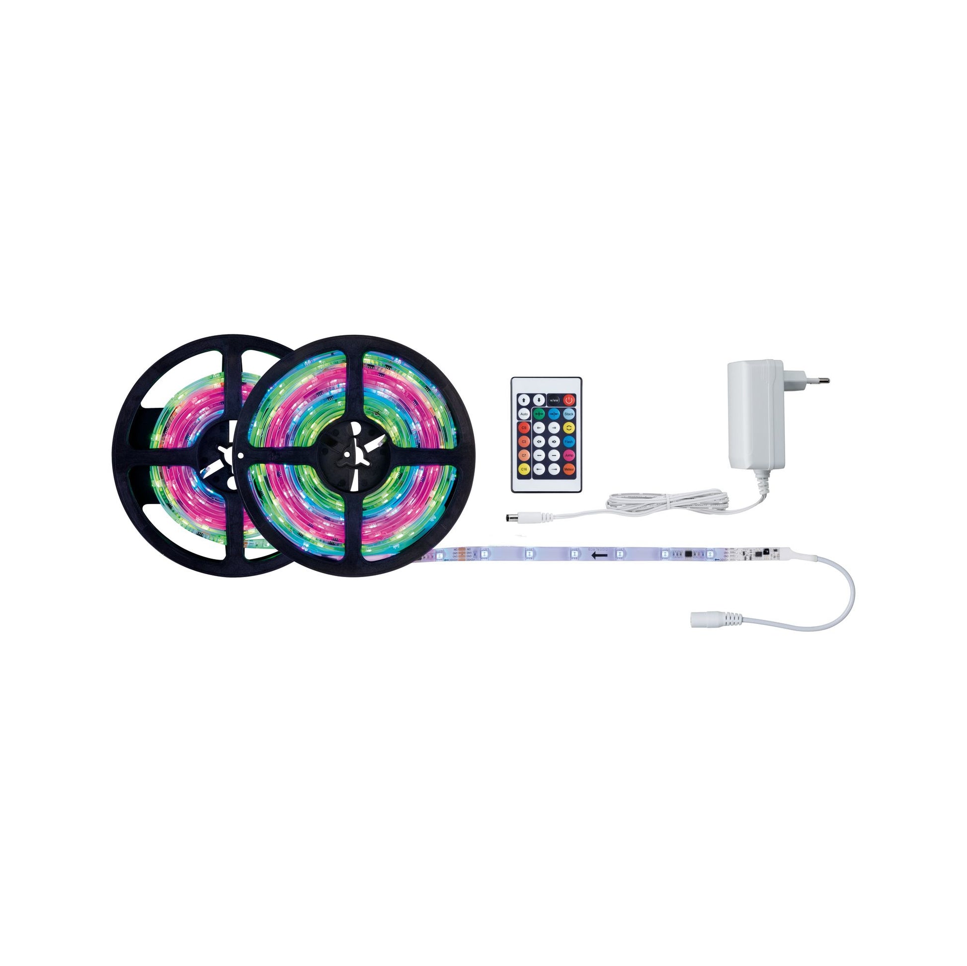 Paulmann LED-Strip – 2er Pack, 7,5 m, 494 lm, 15 W, RGB, dimmbar, weiss, Fernbedienung, inkl. Netzteil