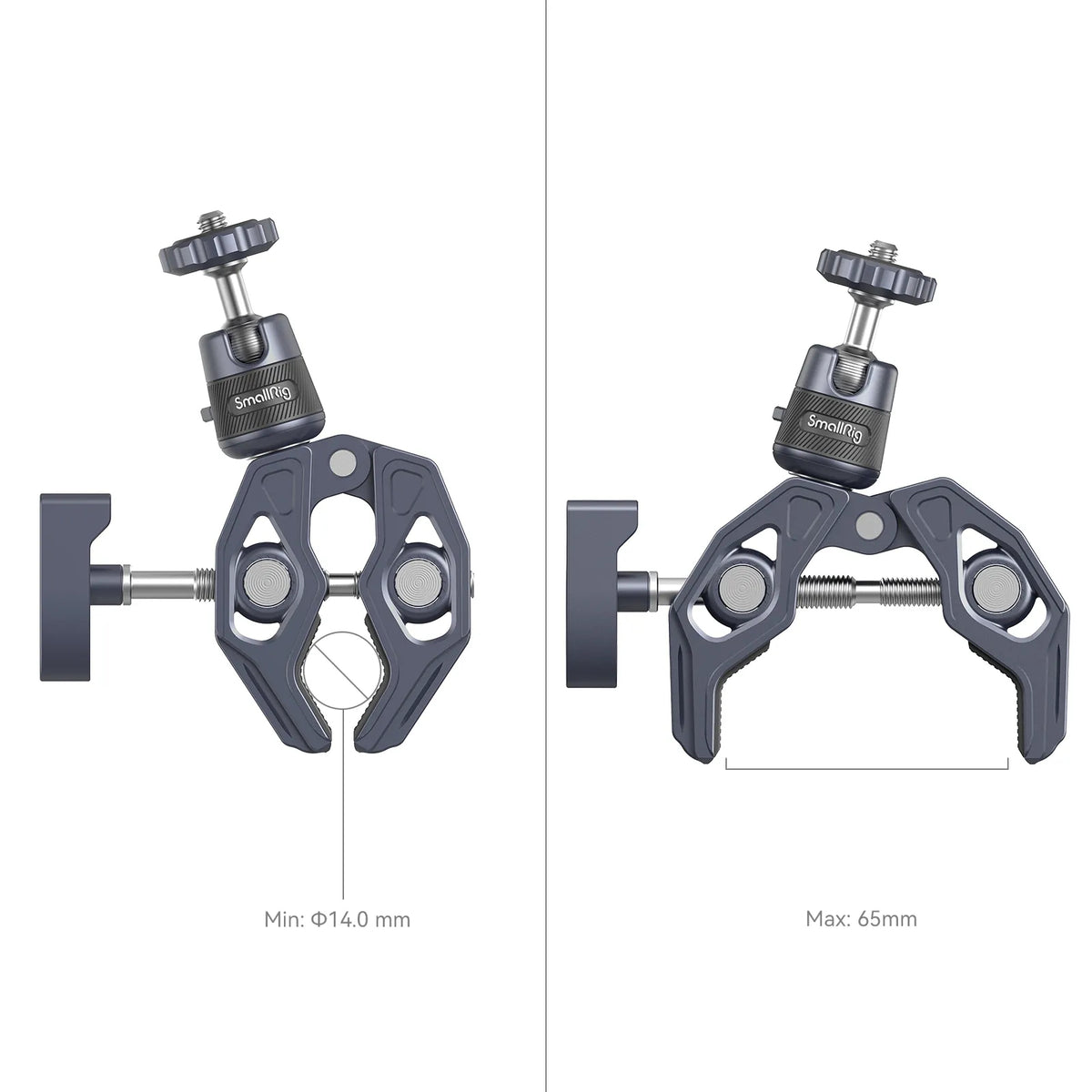 SmallRig Super Clamp mit 360° Kugelkopf – 1/4" Montage, bis 6,5 cm Spanndicke – für Action-Cams – Schwarz