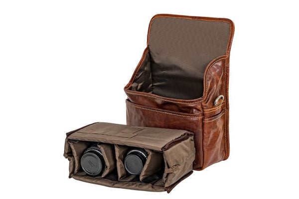 Alpenleder Presse Umhängetasche – Leder, Platz für 2 Objektive – für DSLR, Digitalkamera, Systemkamera