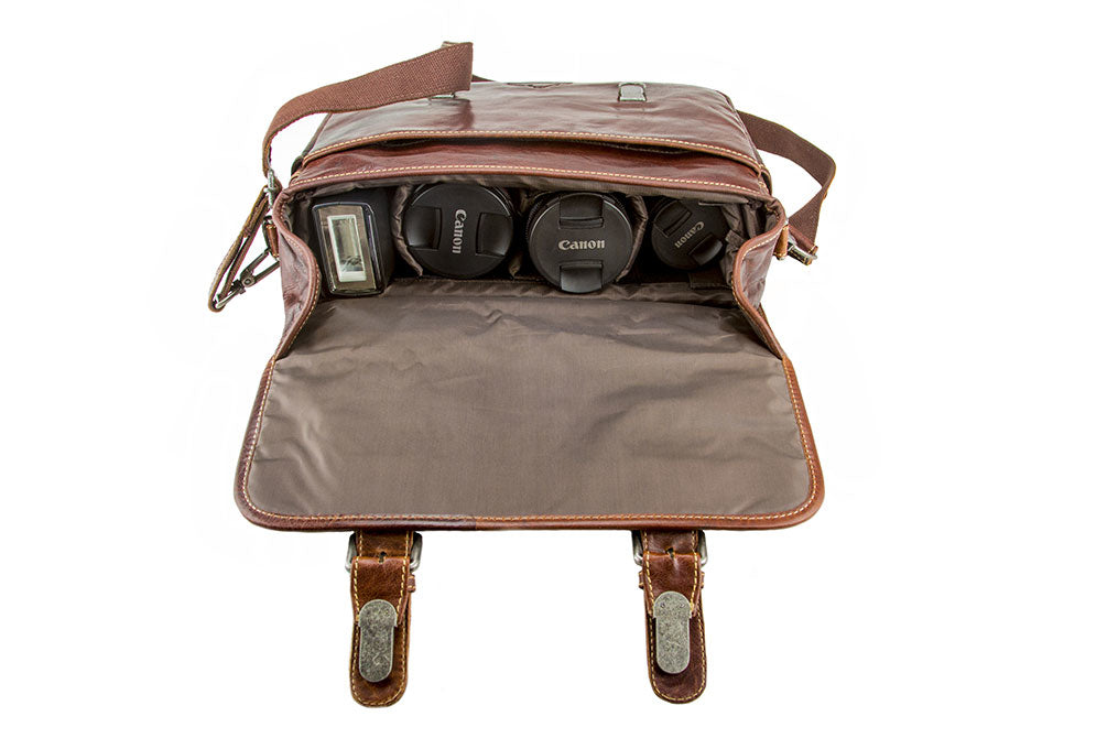 Alpenleder Reporter Schultertasche – Leder, 340 × 260 × 100 mm – Braun
