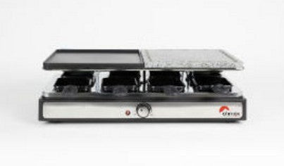 Ohmex Raclette-Grill OHM-RCL-4180 – 8 Personen, Grill, 1 400 W, Aluminiumguss/Stein – Schwarz/Edelstahl