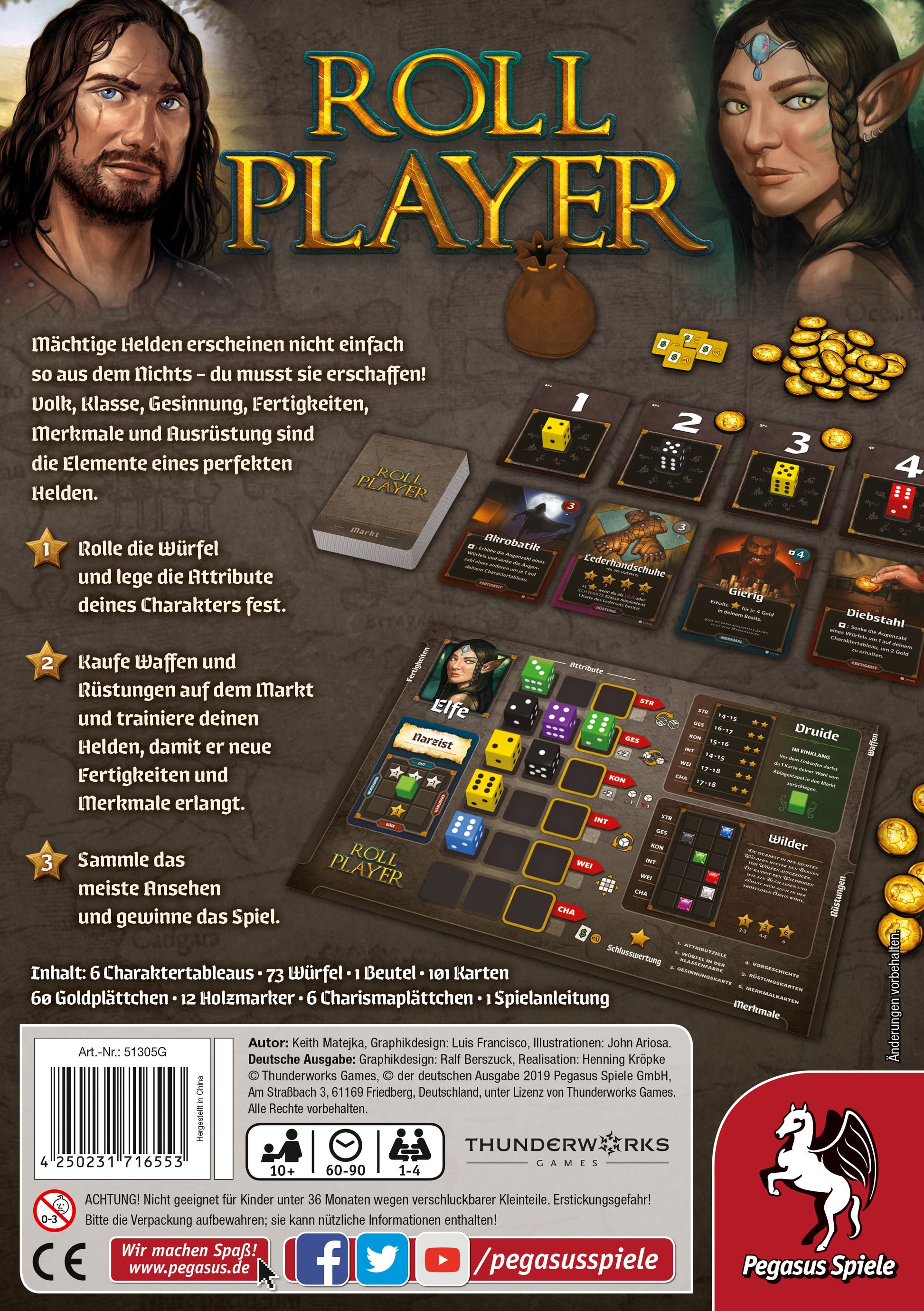 Pegasus Roll Player Spiel – Würfelspiel, 1–4 Spieler, ab 10 J., 60 min, DE