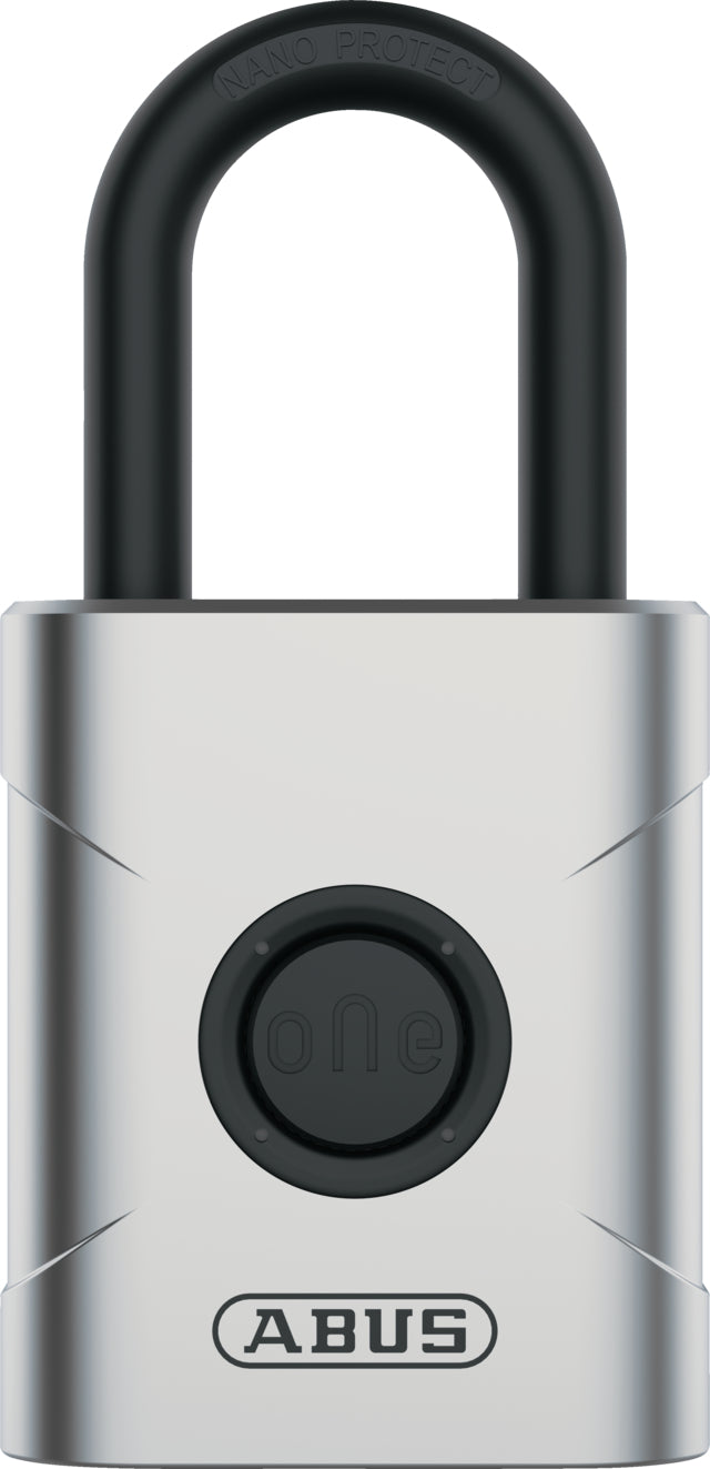 ABUS EVEROX One 61/50 Smart-Vorhängeschloss – BT 5.2, Bügel 36×24 mm, Zink, Batterie, Aussen, Silber