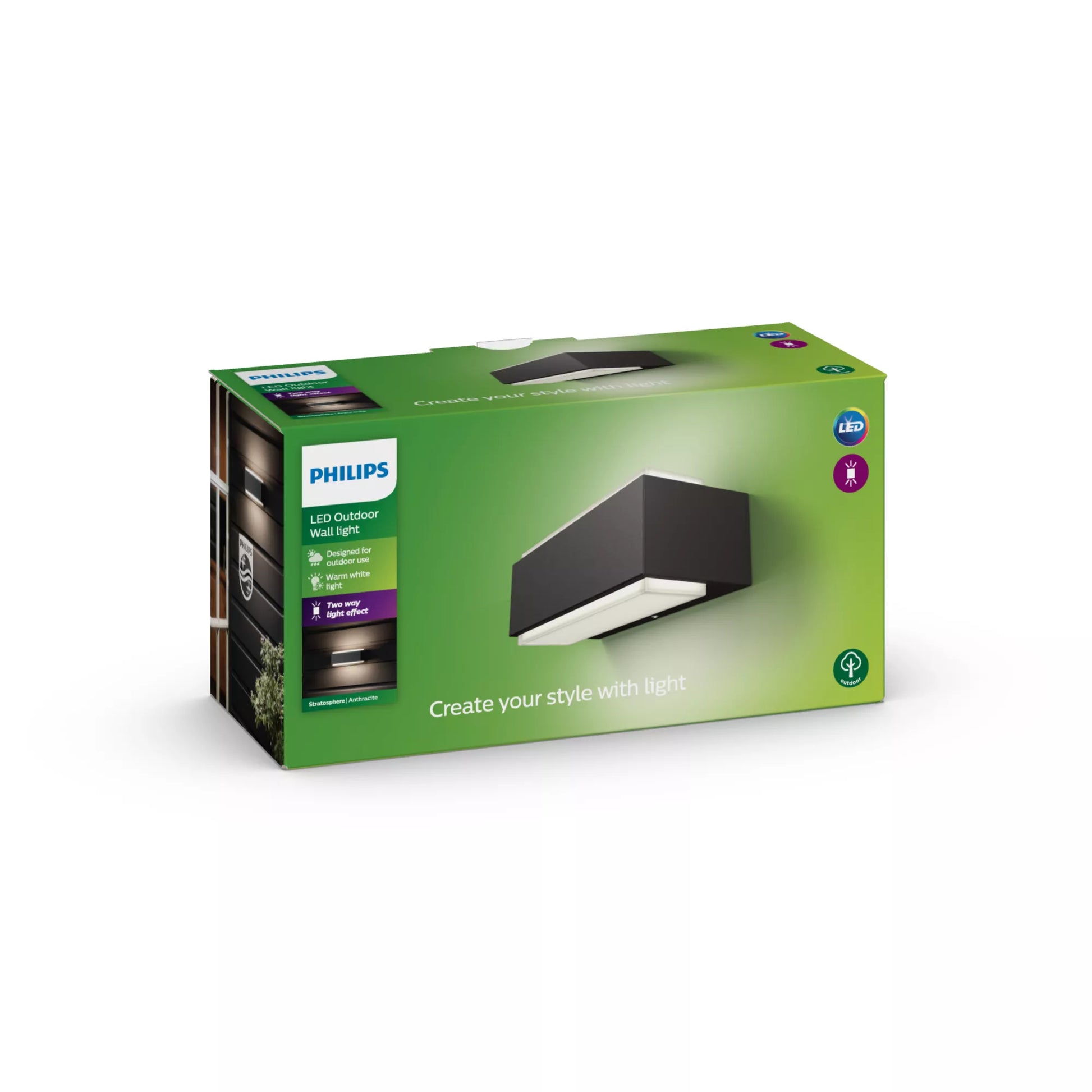 Philips by Signify Philips Aussenwandleuchte – 1 000 lm, 9 W – Warmweiss, 2700 K – IP44 – Netzbetrieb – Grau – Aluminium