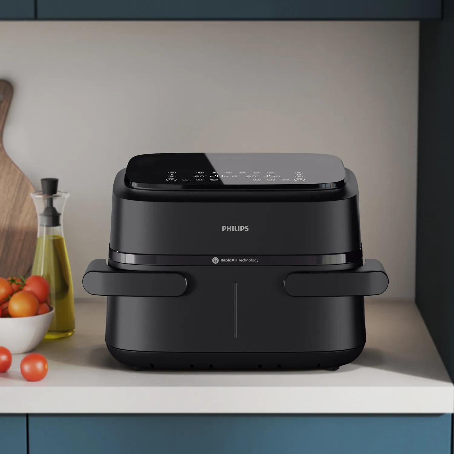 Philips Heissluftfritteuse NA150/00 – 7 l, Rapid Air & 8 Programme, 2450 W – schwarz
