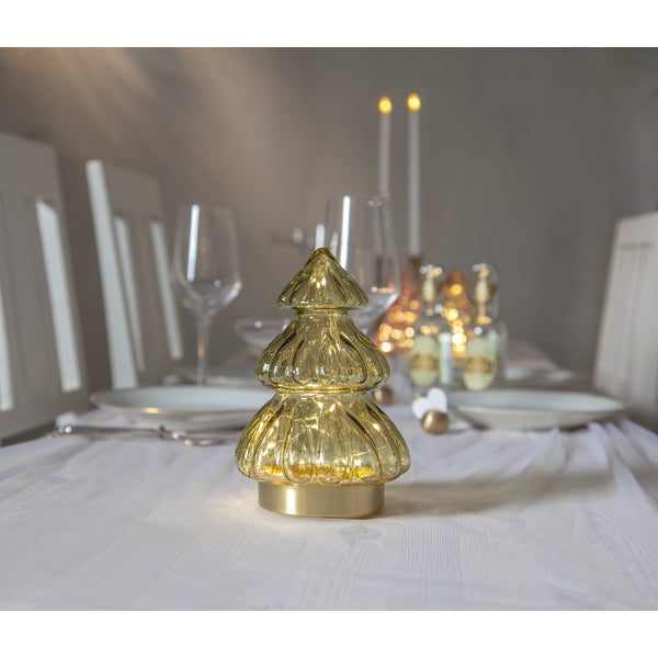 Star Trading Dekorationsfigur – Ø 12 × 18 cm – Glas, Grün – 20 LEDs, Timer 6/18 h, Batteriebetrieb 3 × AAA