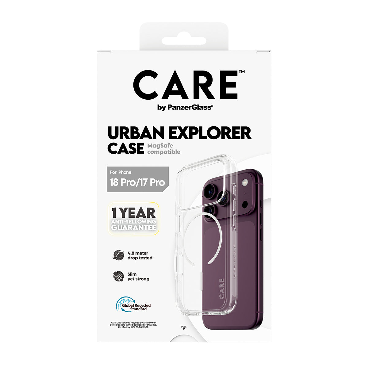 PanzerGlass CARE Urban Explorer Backcover – für Apple iPhone 18 Pro/17 Pro, Transparent, bis 4,8 m sturzsicher