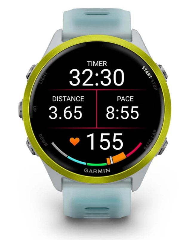 Garmin Forerunner 570 47 mm GPS – Aluminium Weiss, Sportarmband, Blau, 50 m, für Android, iOS
