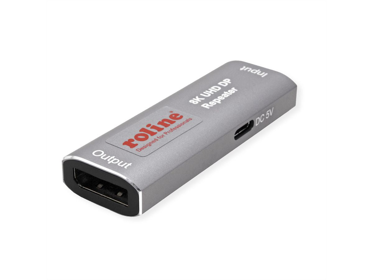 ROLINE DisplayPort-Verlängerung – 8K (7680 × 4320) @ 60 Hz, bis 10 m, DisplayPort 1.4, HDCP 2.2