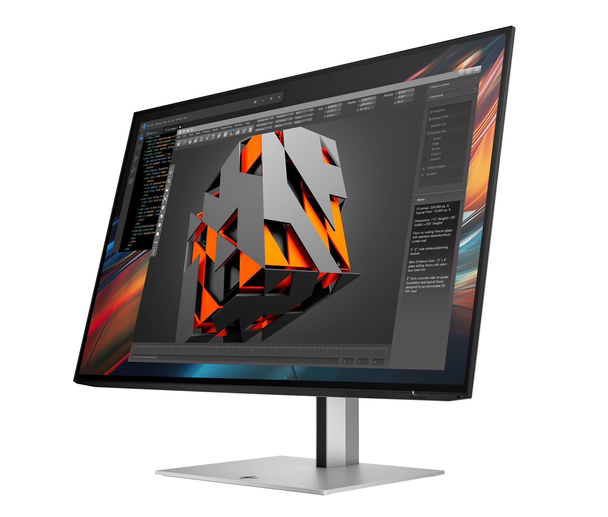 HP Series 7 Pro 724pu – Monitor, 24" 1920 × 1200 (WUXGA), USB-C, Schwarz/Silber
