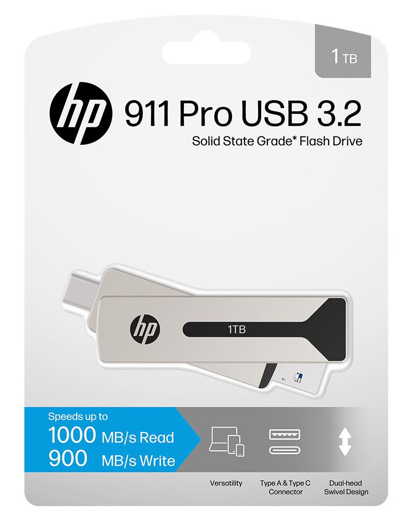 PNY 911 Pro – für USB Type-C/USB Type-A, USB 3.2 Gen 2, 1 000 MB/s Lesen, 900 MB/s Schreiben, Silber