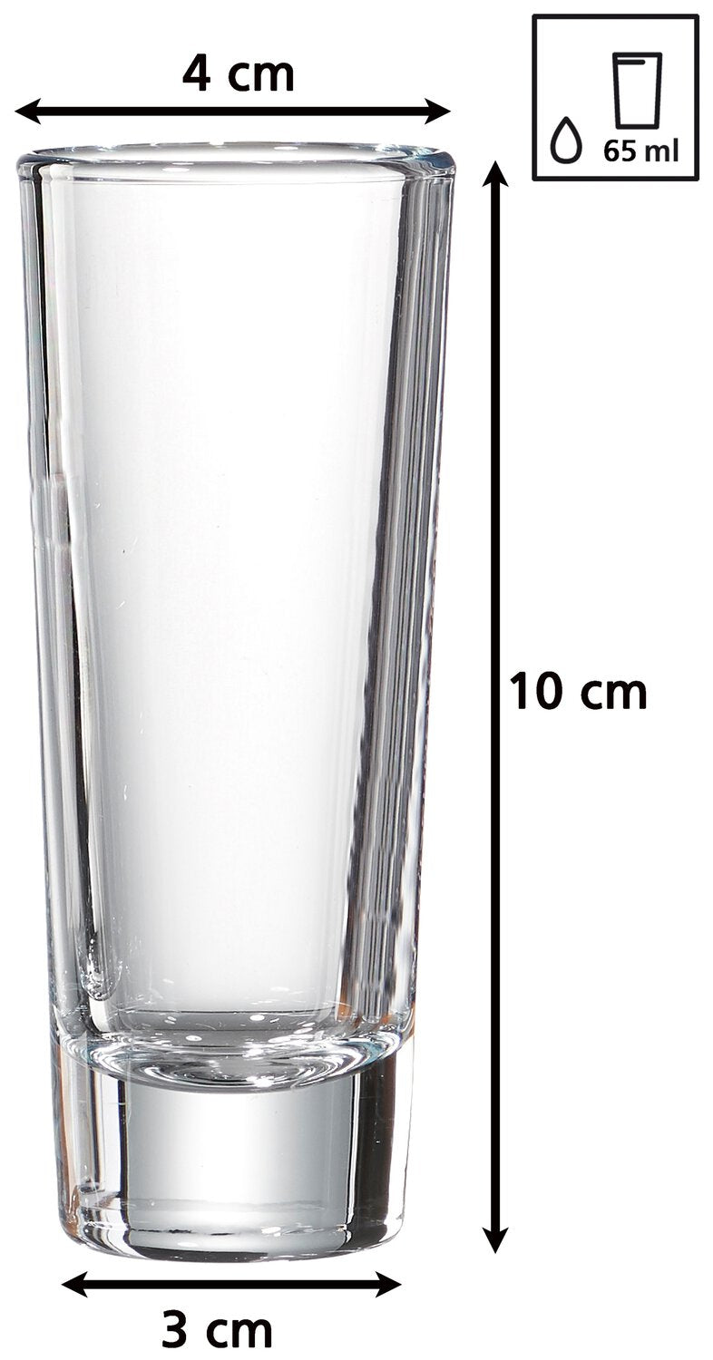 Ritzenhoff & Breker Skol Schnapsglas – 6er Set, 65 ml, Ø 4,0 cm, H 10,0 cm, Glas, spülmaschinenfest