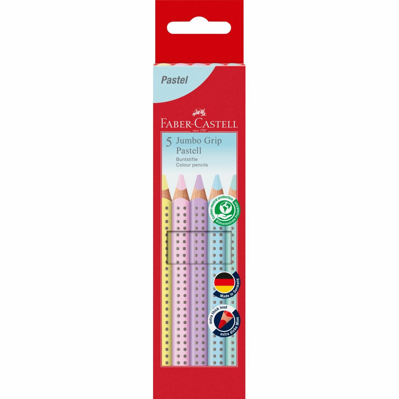 Faber-Castell Aquarellfarbstifte Pastell – 5 Farben, im Kartonetui, Ø 5,3 mm, dreikantig, FSC