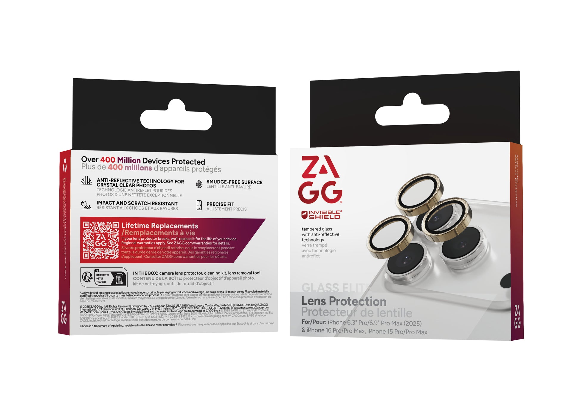 ZAGG Displayschutz (Panzerglas), Anti-Fingerprint – für iPhone 17 Pro/17 Pro Max/16 Pro und andere – 3er-Pack