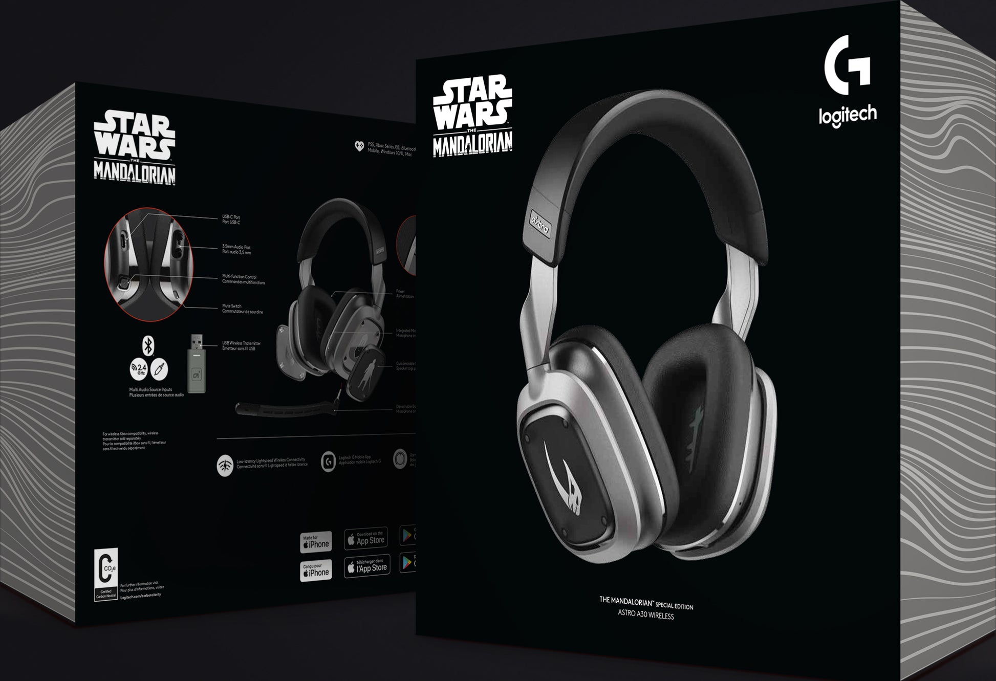 ASTRO Gaming A30 Mandalorian Gaming-Headset – Over-Ear, Kabel + BT, mit USB-A-Dongle