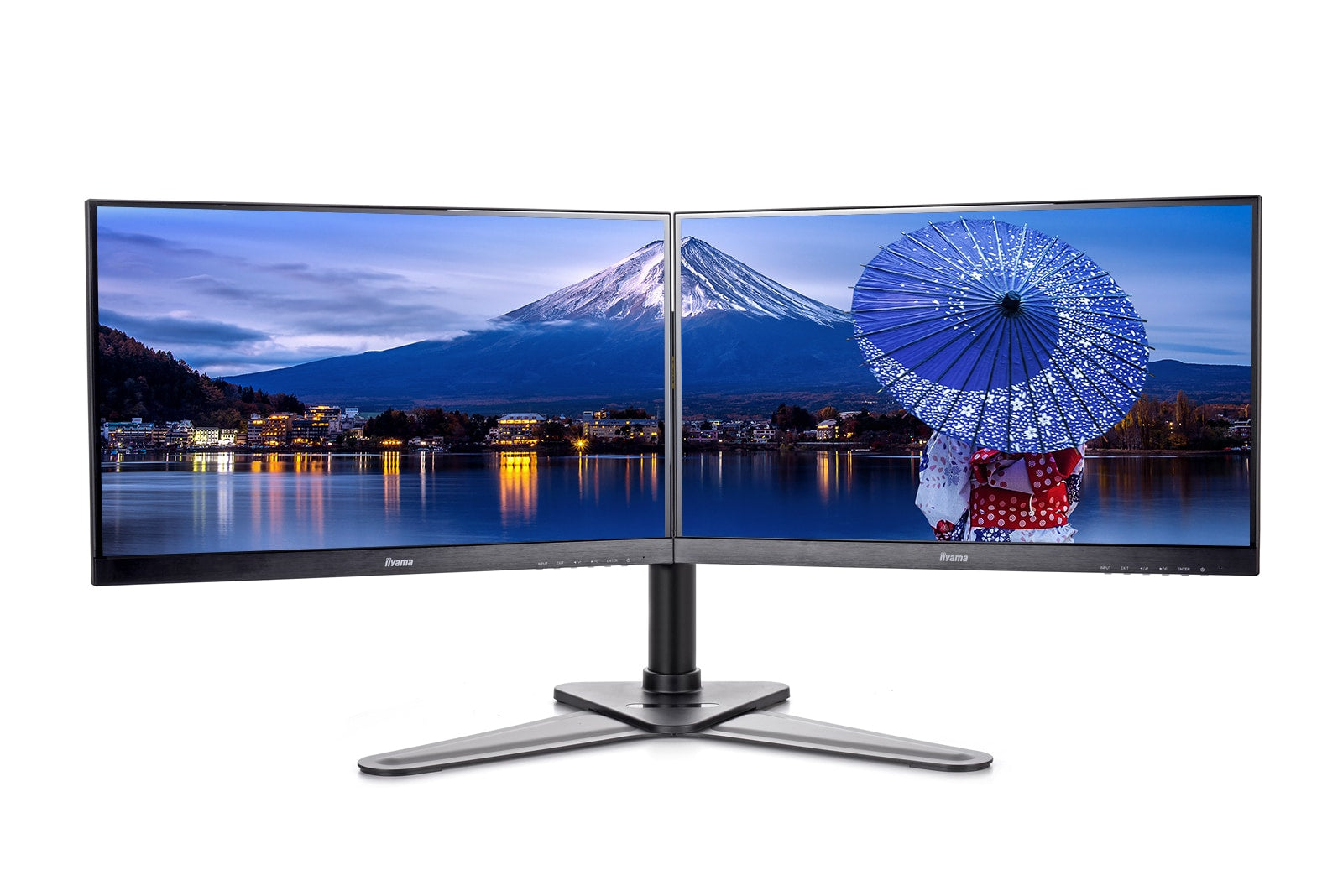 iiyama Monitorarm Tischhalterung – Klemme/Durchführung – 2 Monitore – 10–30" – VESA 75×75/100×100 mm – bis 1