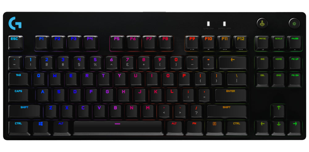 Logitech G PRO – Gaming-Tastatur TKL – Mechanisch (GX Blue), RGB – Kabelgebunden USB – QWERTY (US-INT) – Schwa