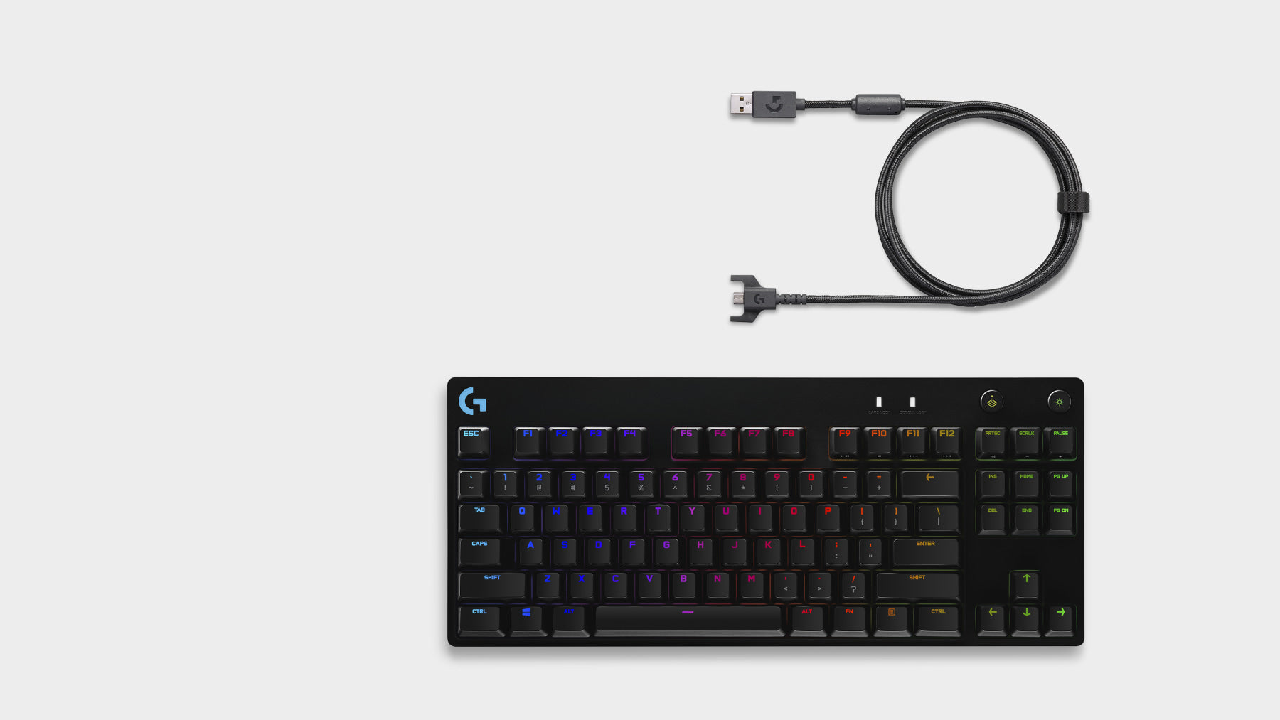 Logitech G PRO – Gaming-Tastatur TKL – Mechanisch (GX Blue), RGB – Kabelgebunden USB – QWERTY (US-INT) – Schwa