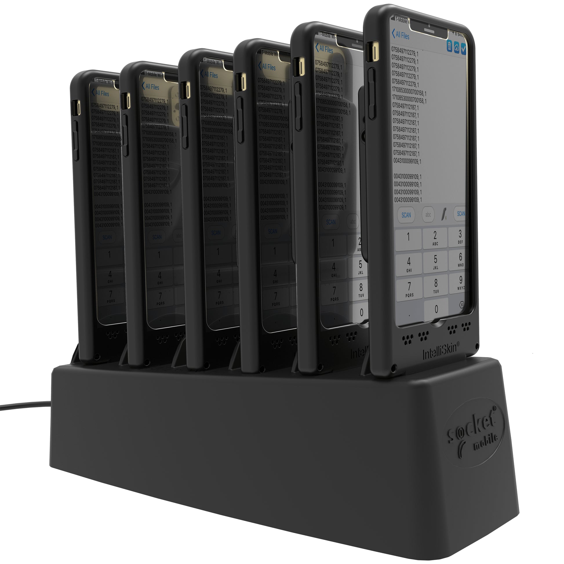 Socket Mobile DURASLED DS840 – Barcodeleser – Kit: 6× Sled für iPod + 6-Bay-Ladestation – EU-Variante