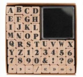 Rico Design Stempel-Set – Zahlen – 48 Stempel, 1 schwarzes Stempelkissen – Holz