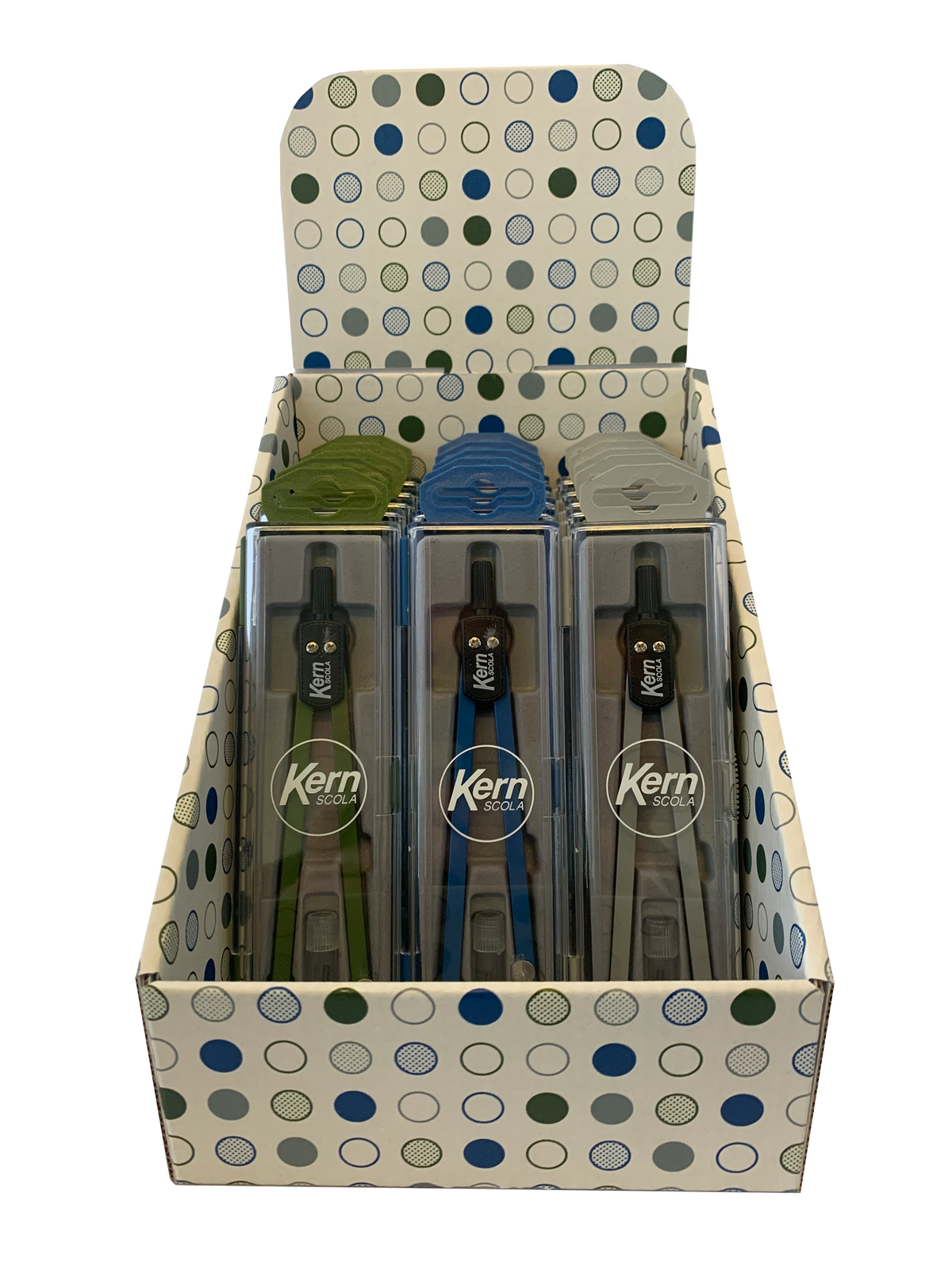 Kern Scola Präzisionszirkel – Länge 190 mm, max. Kreis-Ø 30 cm, Minendose mit 1 Bleimine, Display à 20 Stück