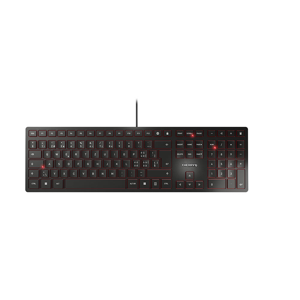 CHERRY KC 6000 SLIM – Tastatur, kabelgebunden (USB-A), CH-Layout (DE-CH), Fullsize (mit Ziffernblock), schwarz