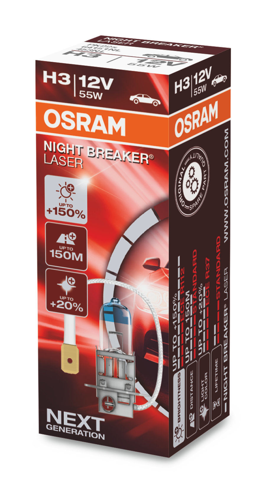 Osram Halogenlampe H3 PK22s – 1450 lm, 55 W, Neutralweiss 3200 K – 1 Stk.