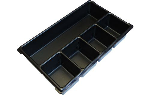 L-BOXX Kleinteileinsatz – mit 5 Mulden, schwarz, B 355,5 × H 115,7 × T 596 mm, für XL-BOXX